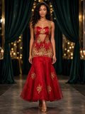 Red & Gold Mermaid Matric Dance Gown - Size Small