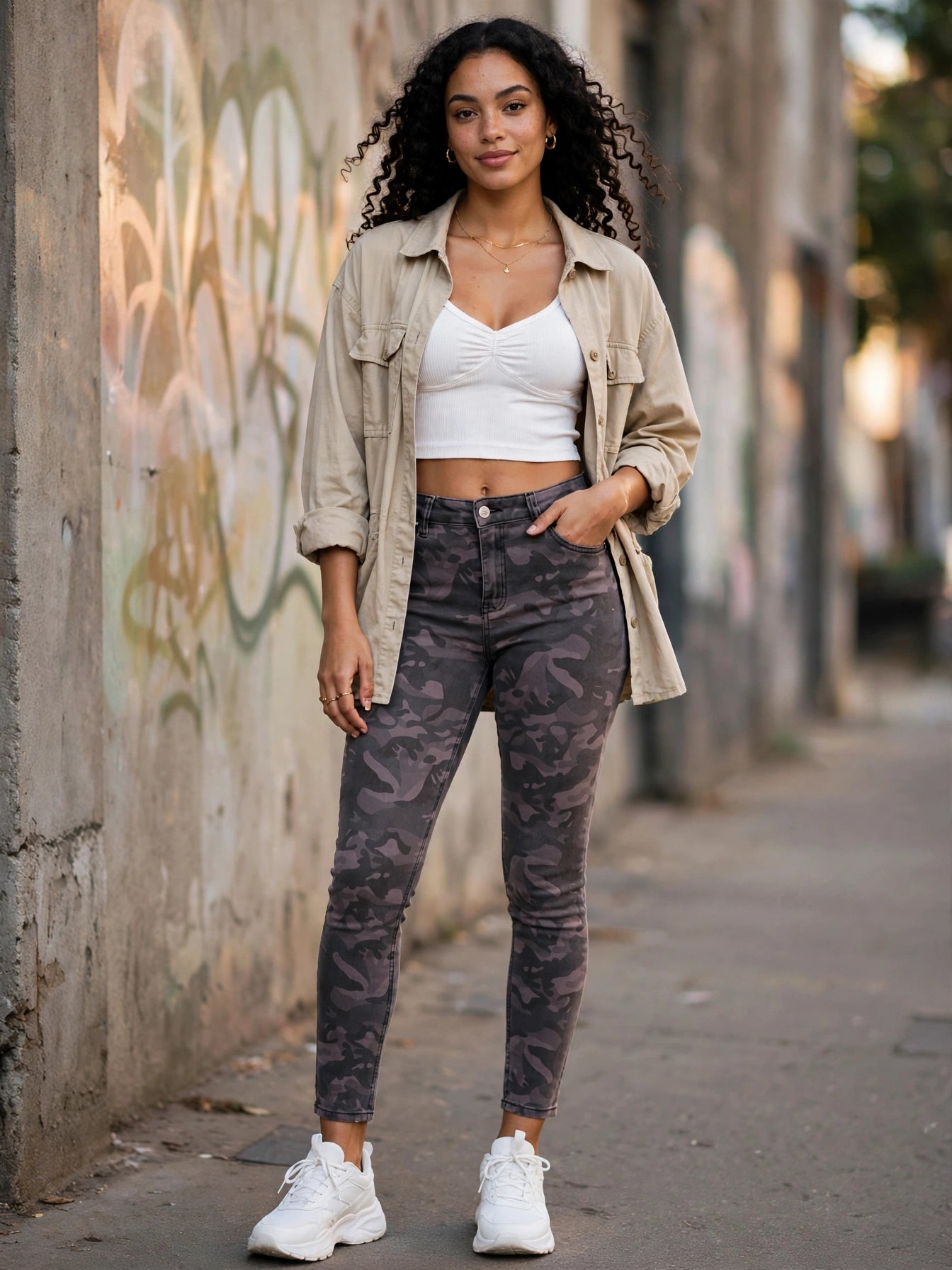 1996 DNM Mauve Grey Camo High-Waisted Stretch Skinny Jeans - Size 34
