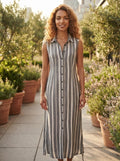 Hurley Striped Button-Front Midi Dress - Size XL - Excellent Condition