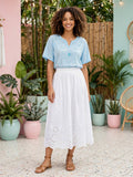 Light Blue Embroidered Boho Blouse - Size 2XL