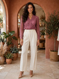 Berry Mauve Floral Lace Blouse - Size XL