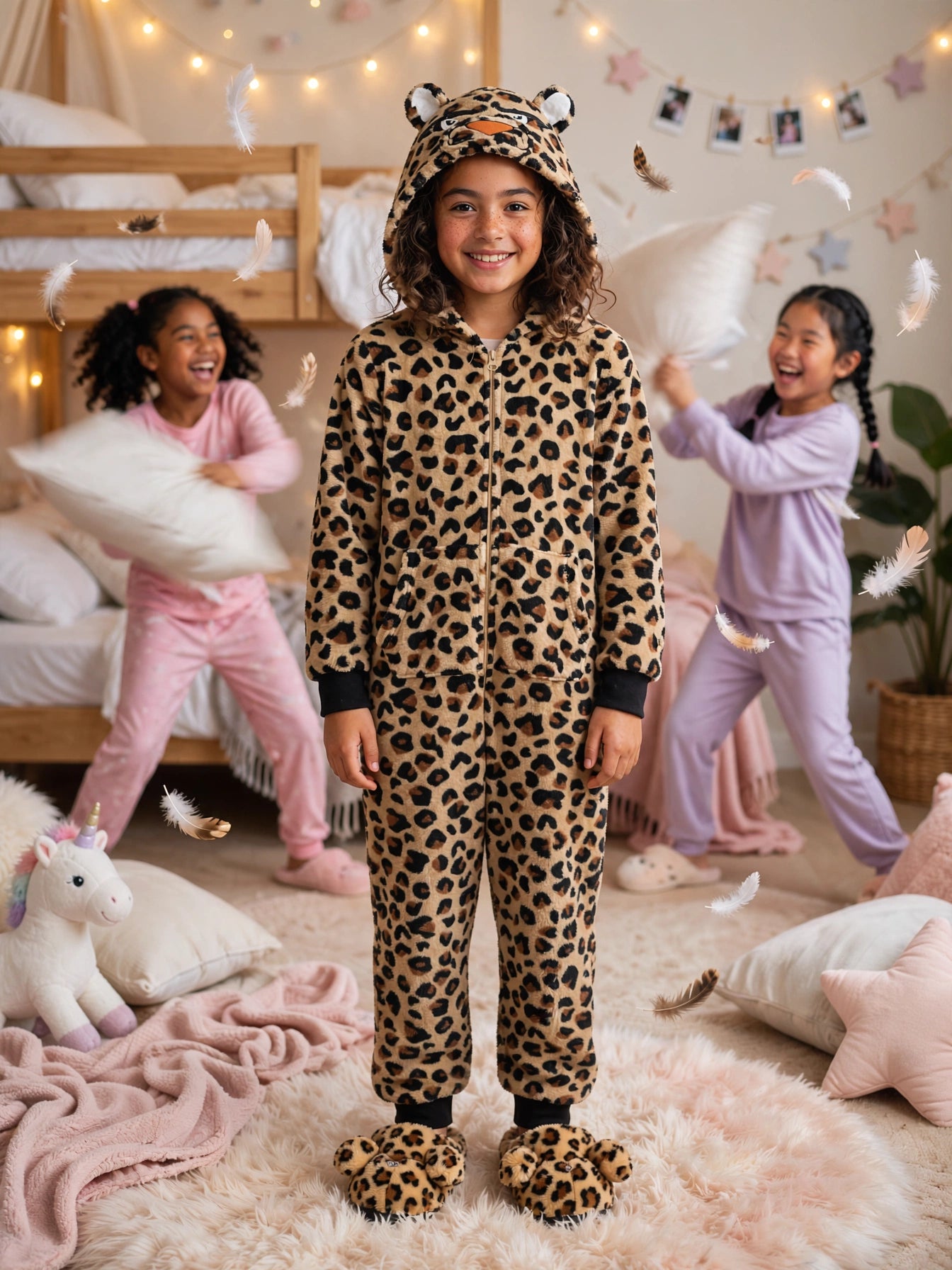Leopard Print Cozy Hooded Fleece Onesie - Size 9 to 10 Years