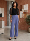 Contempo Black Organza Puff Sleeve Blouse - Size 32