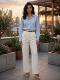 The Sky Blue Classic - Slim Fit Button-Up Blouse - Size Small