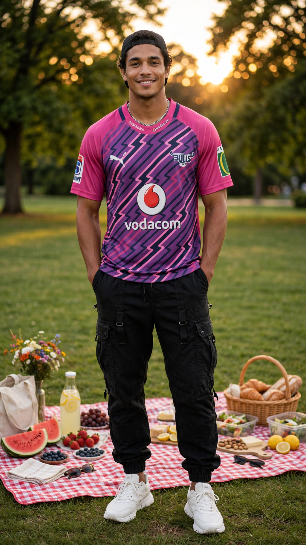 Bulls Rugby Jersey - Puma Vodacom Pink Purple Zig-Zag Away Shirt - Size XXL