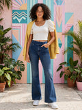 REAL DNM Women's Dark Wash High-Waisted Bootcut Jeans - Size 40