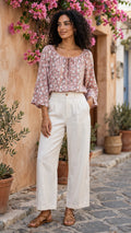 Dusty Pink Floral Boho Blouse - Size 4XL