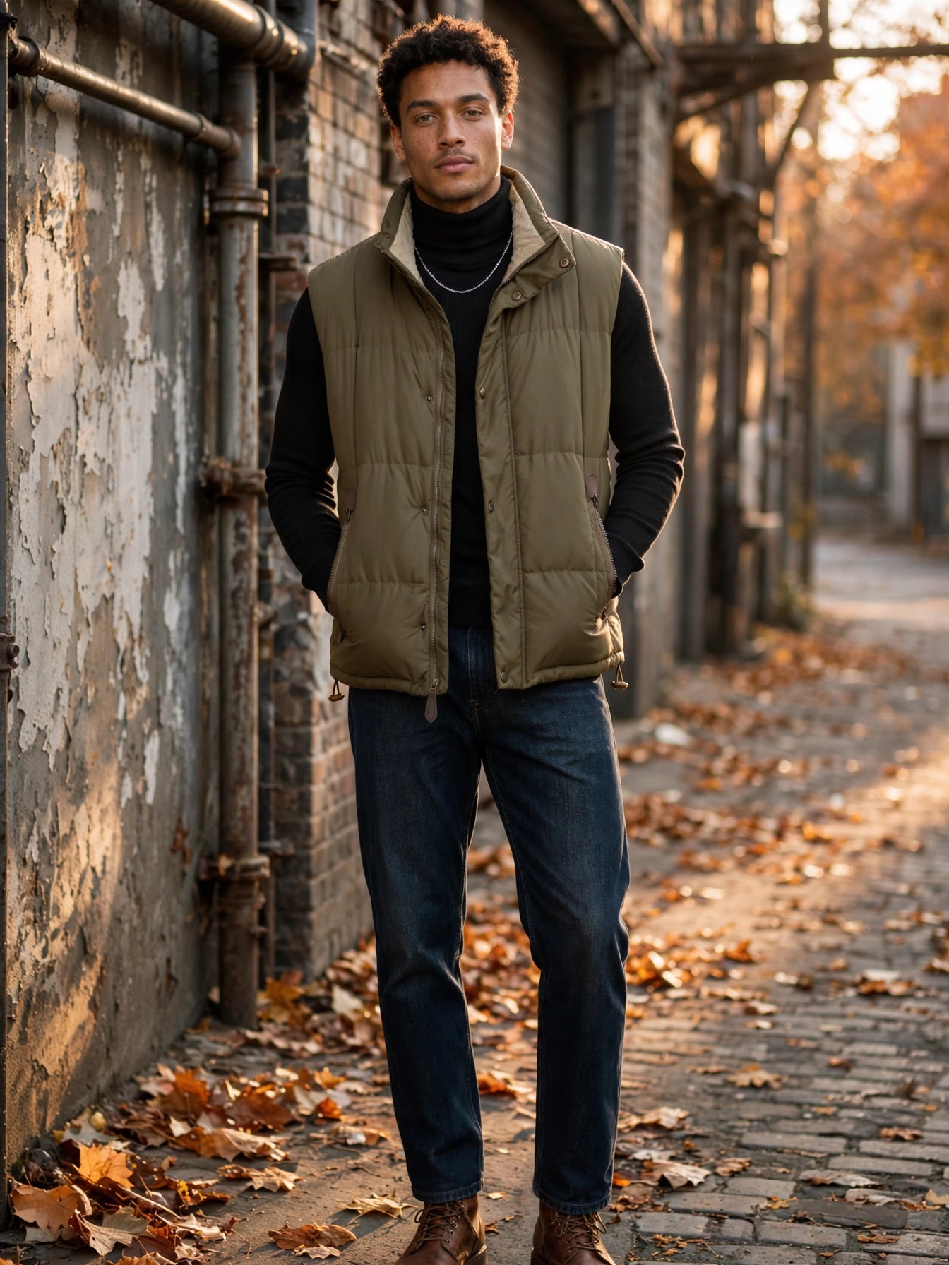 NKD Reward Classic Aviator Gilet Olive Green Puffer Vest - Size 2XL