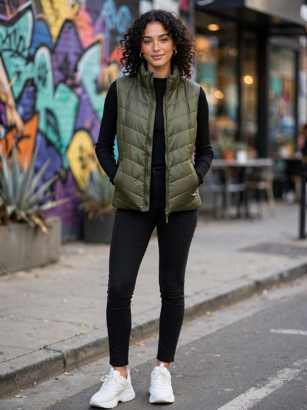 Olive Green Tango Puffer Vest - Size 40