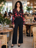 Topics Black & Red Floral Sheer Blouse - Size 42