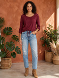Burgundy Drawstring TRU Blouse - Size 42