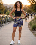 Marble Swirl High-Waisted Biker Shorts - Size XL