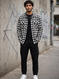 Men's Pendleton Wood Mills Buffalo Checked Black & White Long Sleeve Shirt - Size Medium