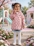 Naartjie Girls Pink Daisy Fleece-Lined Hood Rain Jacket - Size 3-4 Years