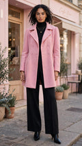 Massumi Dusty Pink Double-Breasted Peplum Coat - Size 40