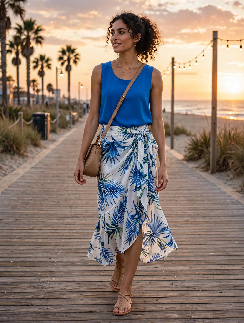 Cobalt Blue Sleeveless Double-Layer Blouse - Size 36