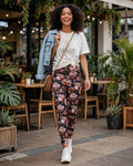 Loka Floral Peony High-Waisted Pants - Size XL