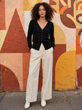 Black Classic V-Neck Button-Up Cardigan Jersey - Size Medium