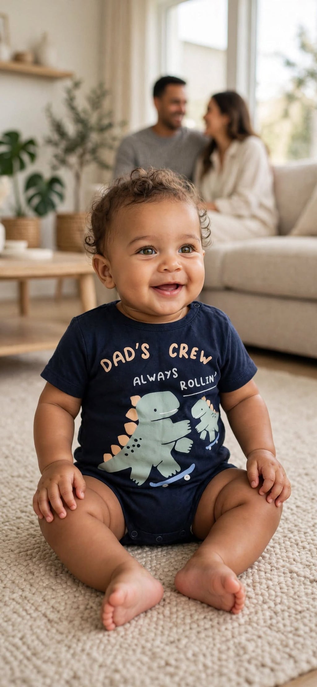 Dad's Crew Always Rollin' Woolies Baby Dinosaur Babygrow - Size 6 to 12 Months
