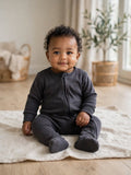 Ackermans Baby Charcoal Zip Babygrow - Size 6 to 12 Months