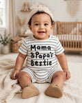 Woolworths Baby "Mama & Papa's Bestie" Black and White Striped Babygrow - Size 6 to 12 Months