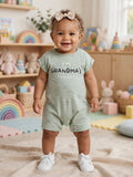 Woolworths Baby "I'm Grandma's Favourite" Sage Smiley Babygrow - Size 6 to 12 Months
