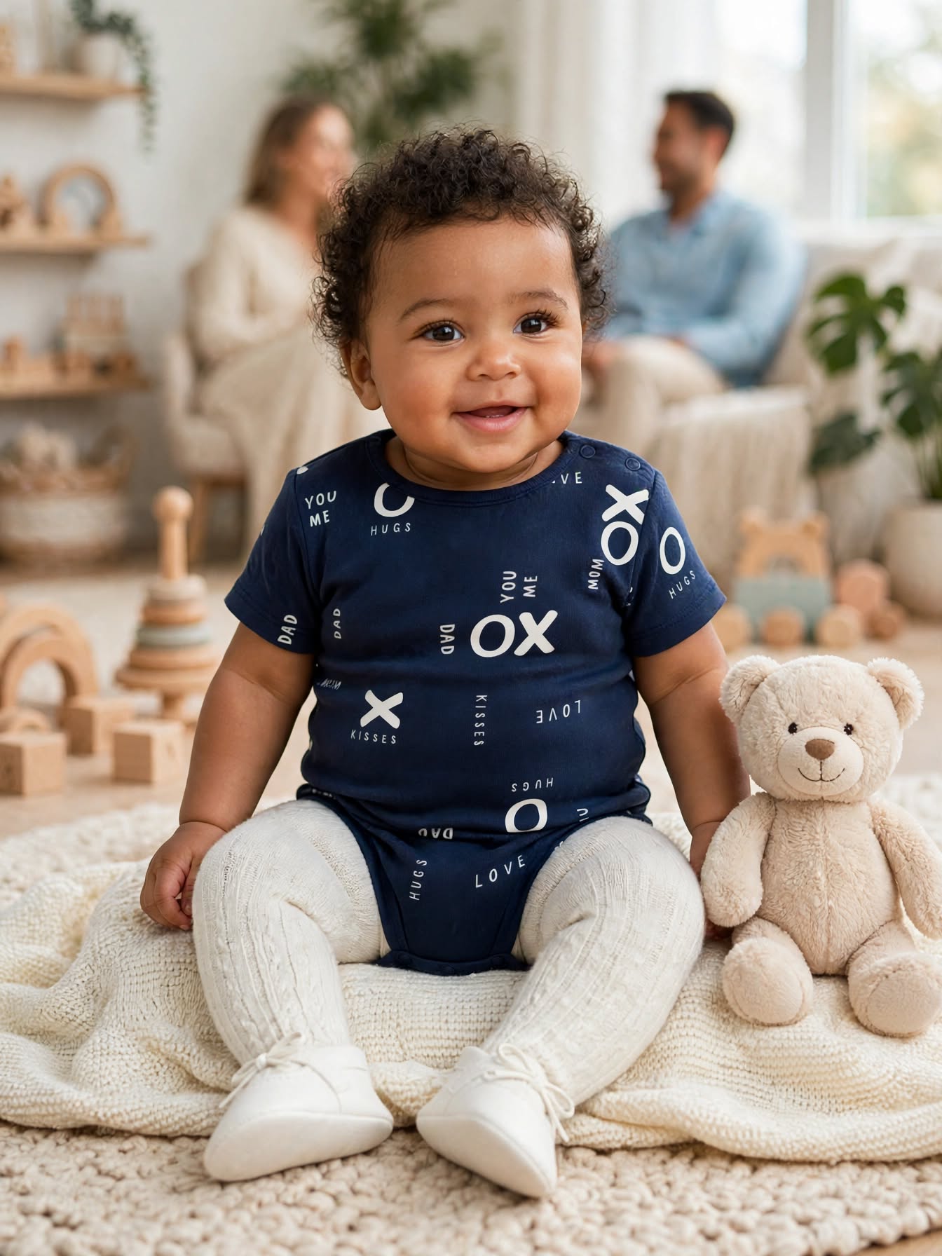 Woolworths Baby Navy XO Romper - Size 6 to 12 Months