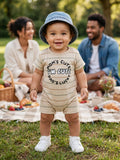 Woolies Baby "Mom's Cute I'm Cute Dad's Lucky" Striped Romper - Size 6 to 12 Months