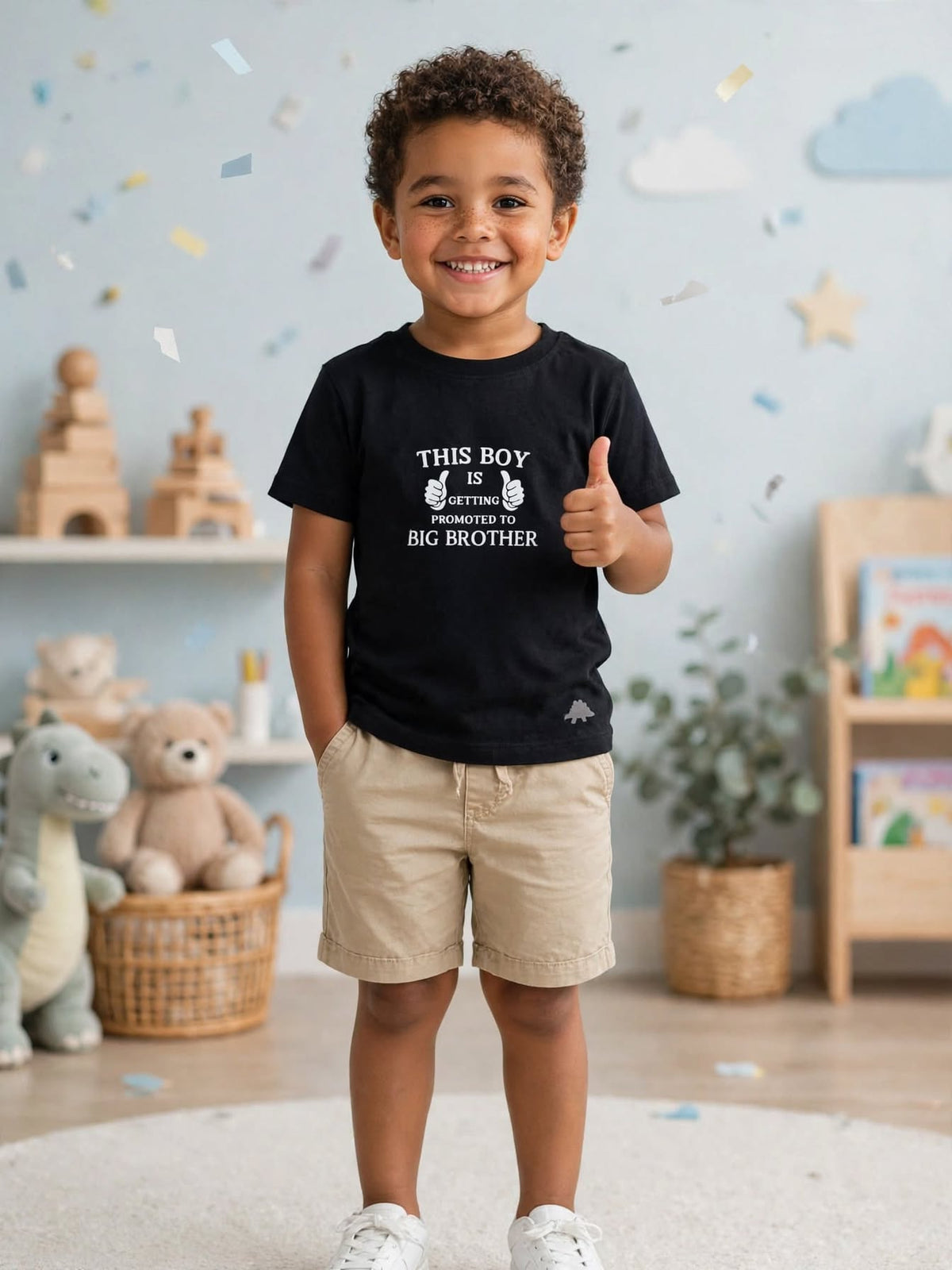 Black "Promoted to Big Brother" T-Shirt - Size 4 to 5 Years