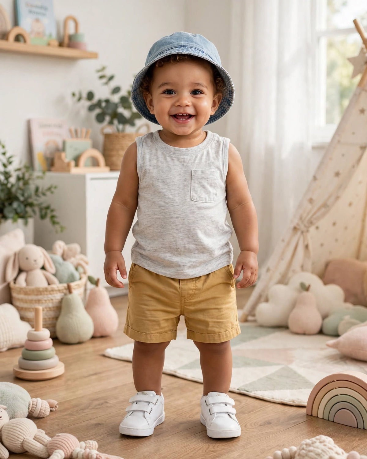 Ackermans Baby Grey Marl Sleeveless Tank Top with Pocket - Size 6 to 12 Months