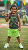Ackermans Waga Dude Charcoal & Neon Green Velociraptors Tank Top - Size 4 to 5 Years