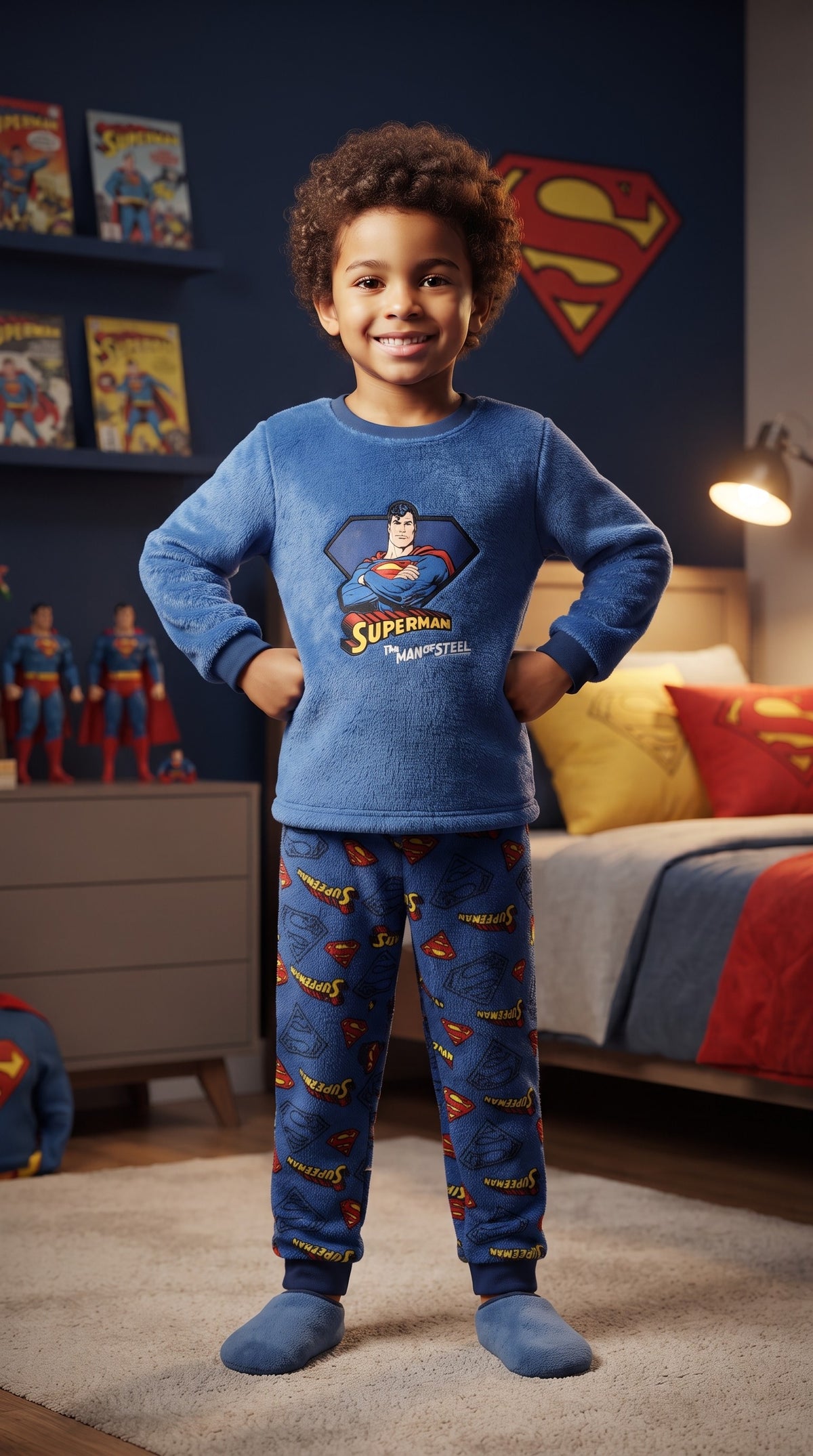 Superman Royal Blue Fleece Pajama Set - Size 4 to 5 Years