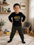 DC Batman Black & Yellow "LOADING" Boys Fleece Pajama Set - Size 4 to 5 Years