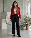 Marc Abbas Femme Rust Red Cropped Blazer Jacket - Size Large