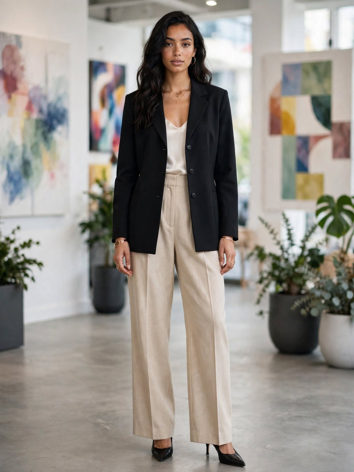 Smiley's 3-Button Tailored Black Blazer Jacket - Size 14