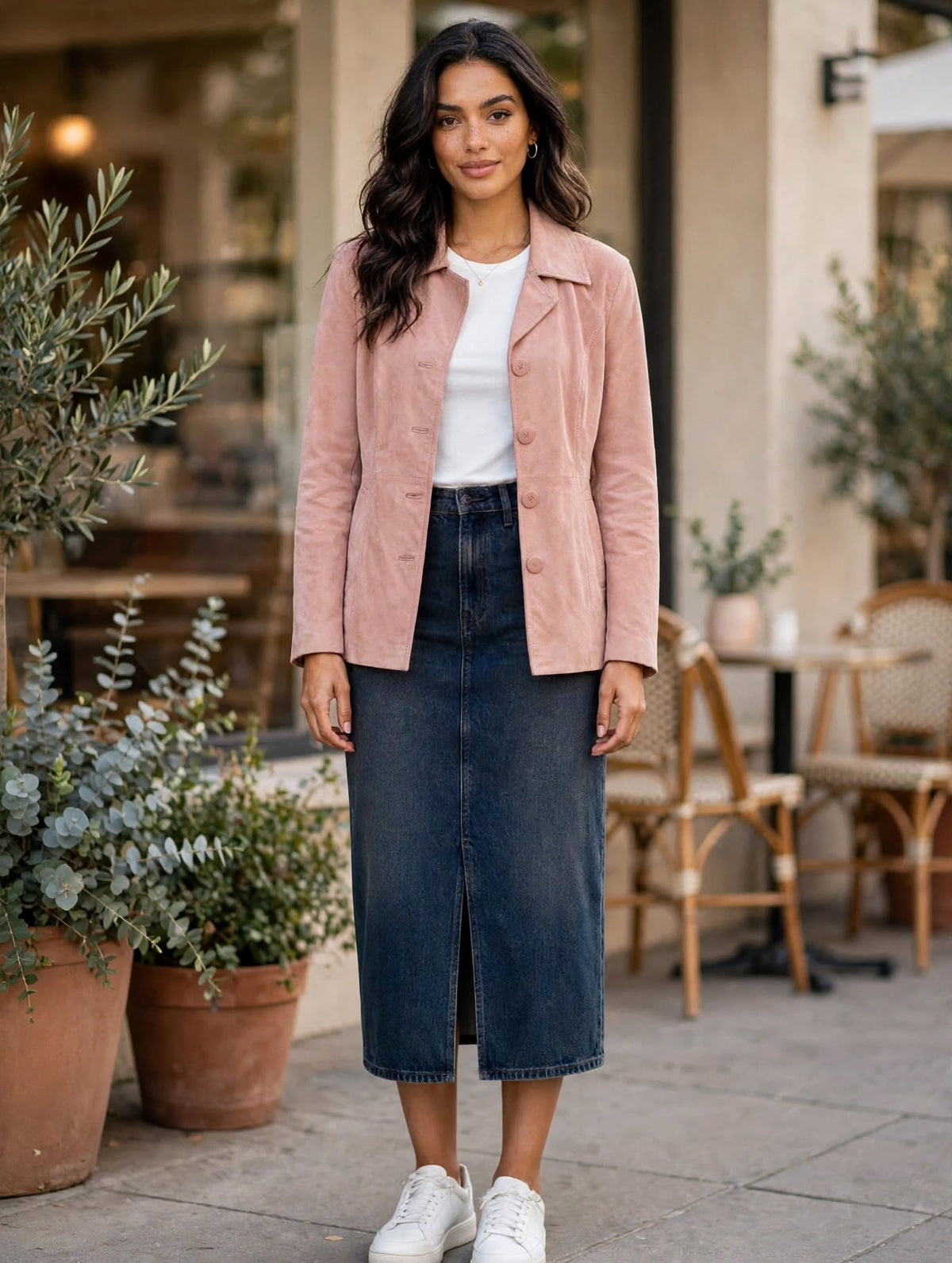 Cherokee Blush Pink Suede Blazer Jacket - Size Medium