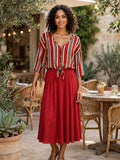 Be Yourself Red Striped Tie-Front Blouse - Size 32