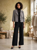 Grey Textured Cropped Blazer Jacket - Size Small