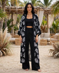 Botanical Black & White Fern Kimono
