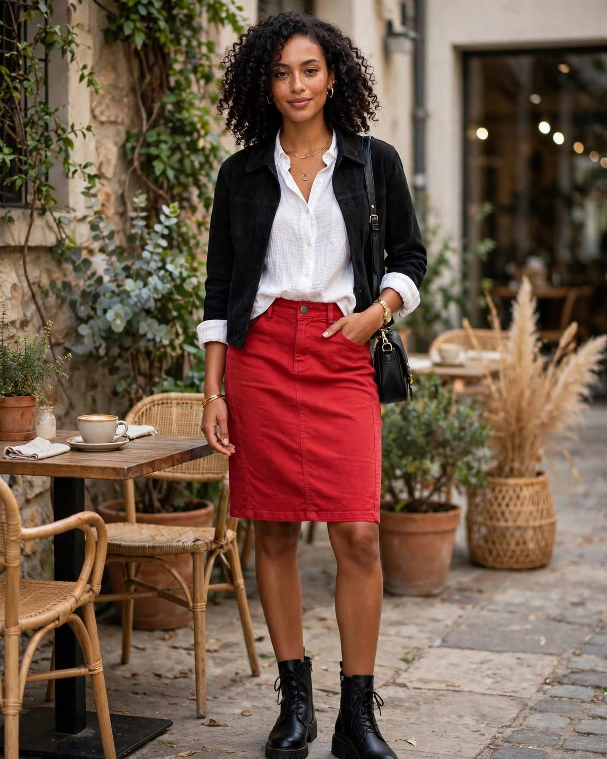Woolworths Red Denim Skirt - Size 16