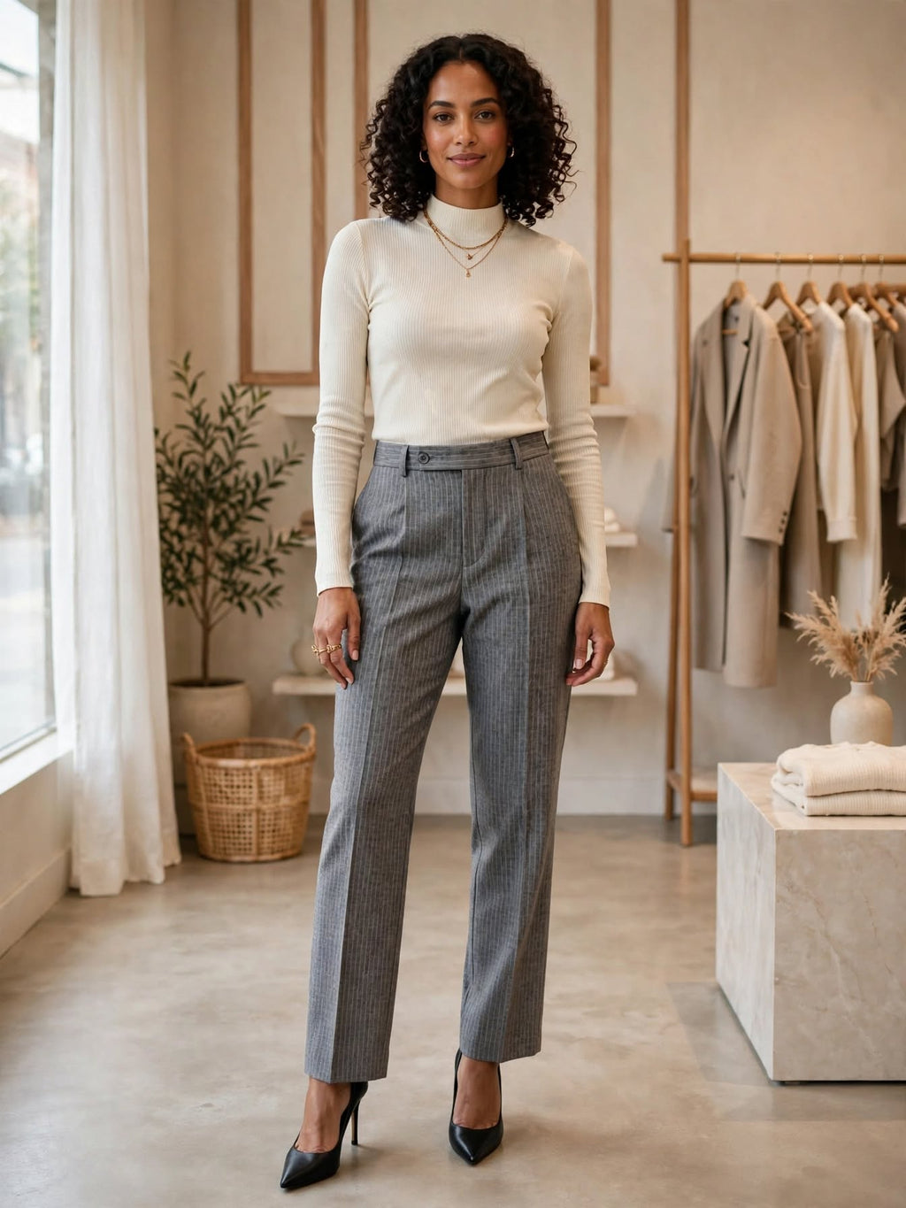 Edgars Kelso Casuals Grey Pinstripe Tailored Dress Pants - Size 12