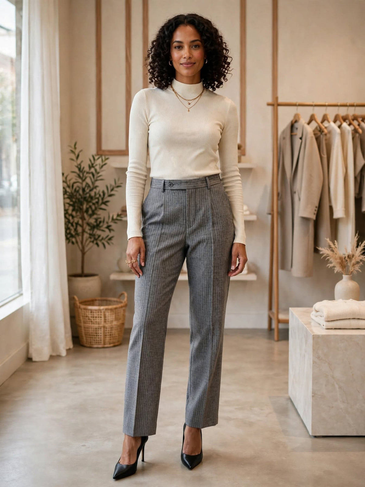 Edgars Kelso Casuals Grey Pinstripe Tailored Dress Pants - Size 12