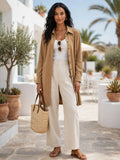 Donna Claire Camel Faux Suede Longline Shirt Jacket - Size 22