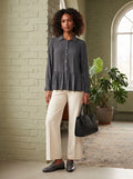 Studio W Charcoal Grey Embellished Collar Ruffle Hem Blouse - Size 10/34
