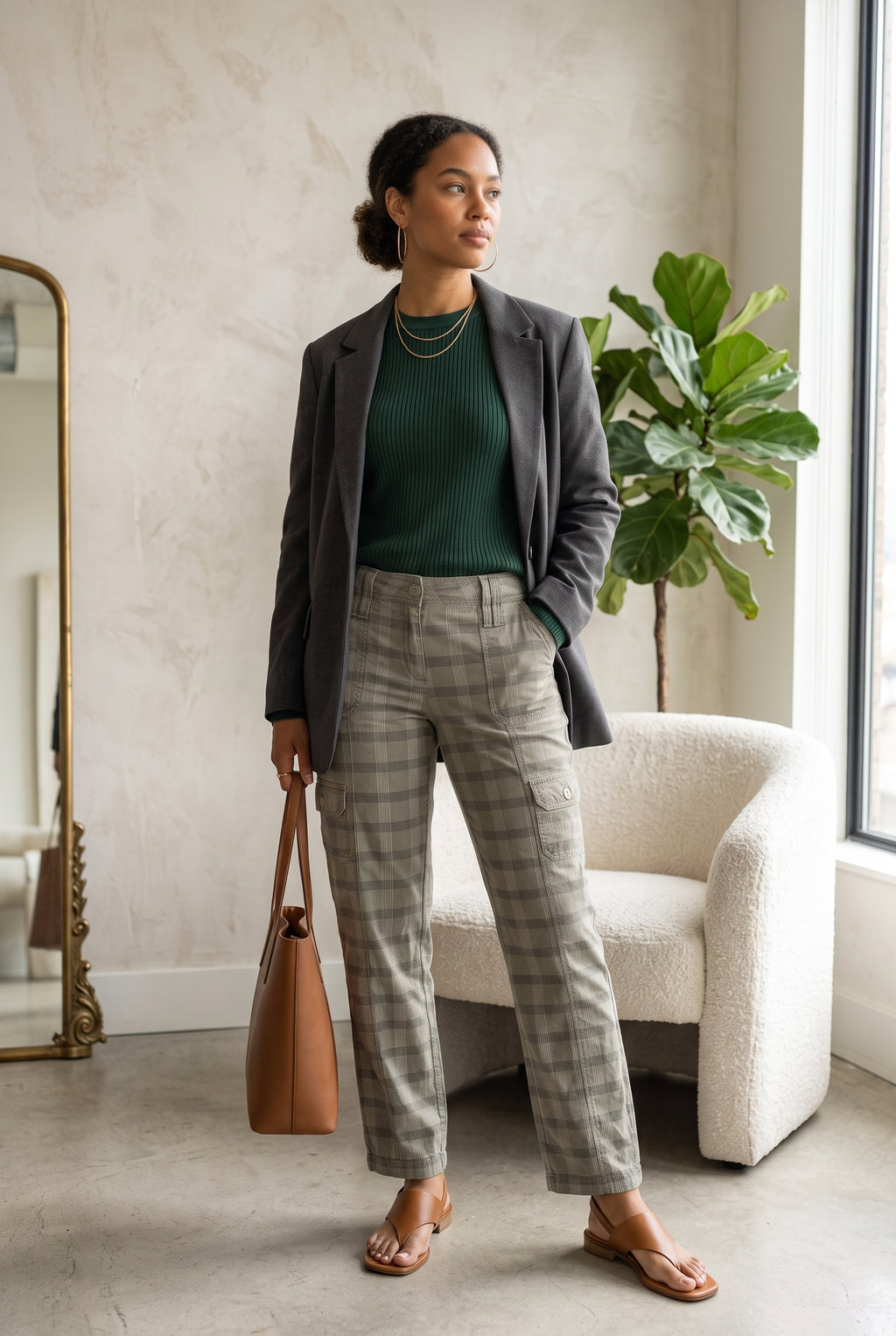 Trail Tonal Plaid Utility Trousers – Size 36