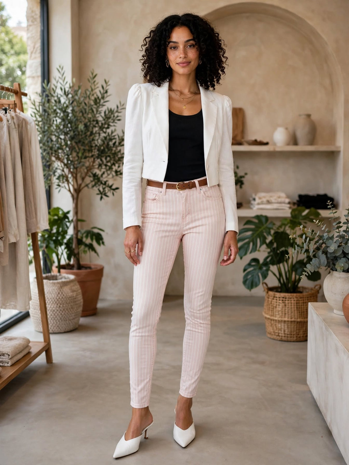 1996 DNM Blush Pink Pinstripe PR Skinny Jean - Size 32