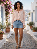 Woolworths Blush Peach Cotton Gauze Shirt - Size 14