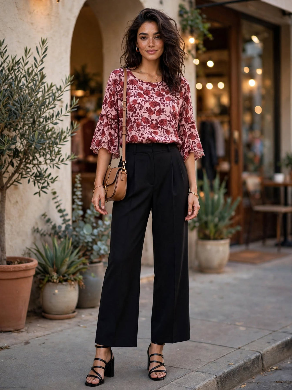 Oakridge Dusty Pink Floral Boho Blouse - Size Small