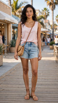 Blush Pink Sleeveless Tank Top - Size 12
