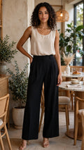 Donna Claire Beige Sleeveless Blouse - Size 14